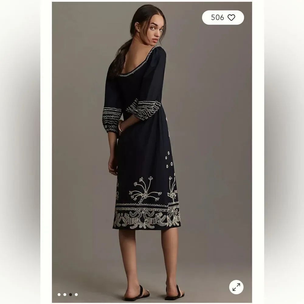 FARM Rio Sweetheart Cutout Beaded Midi Dress NWT - Picture 2 of 12